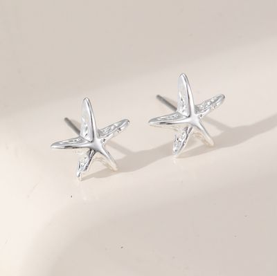Mini Starfish Earrings - Silver