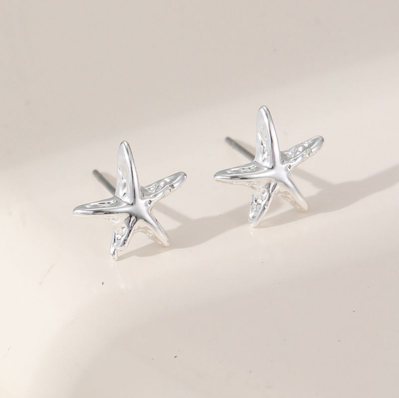 Mini Starfish Earrings - Silver
