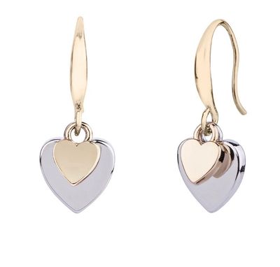 Gold And Silver Layered Heart Drop Earrings