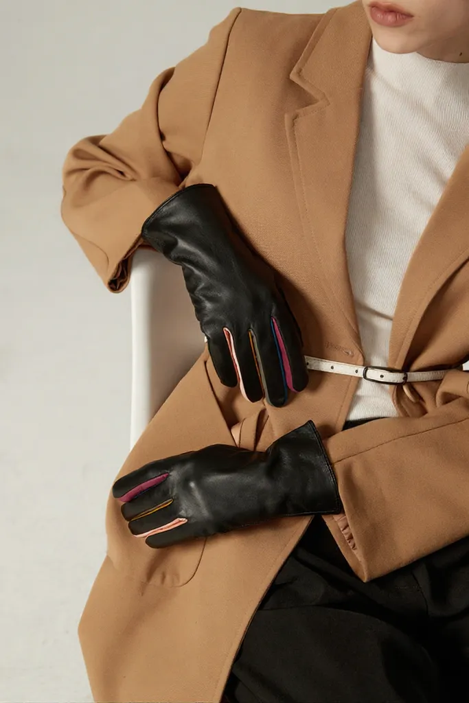 Black Multi Finger Leather Gloves
