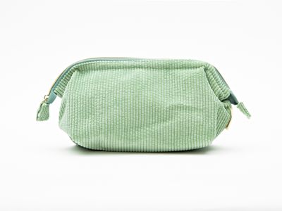 Light Green Corduroy Cosmetic Bag - Large