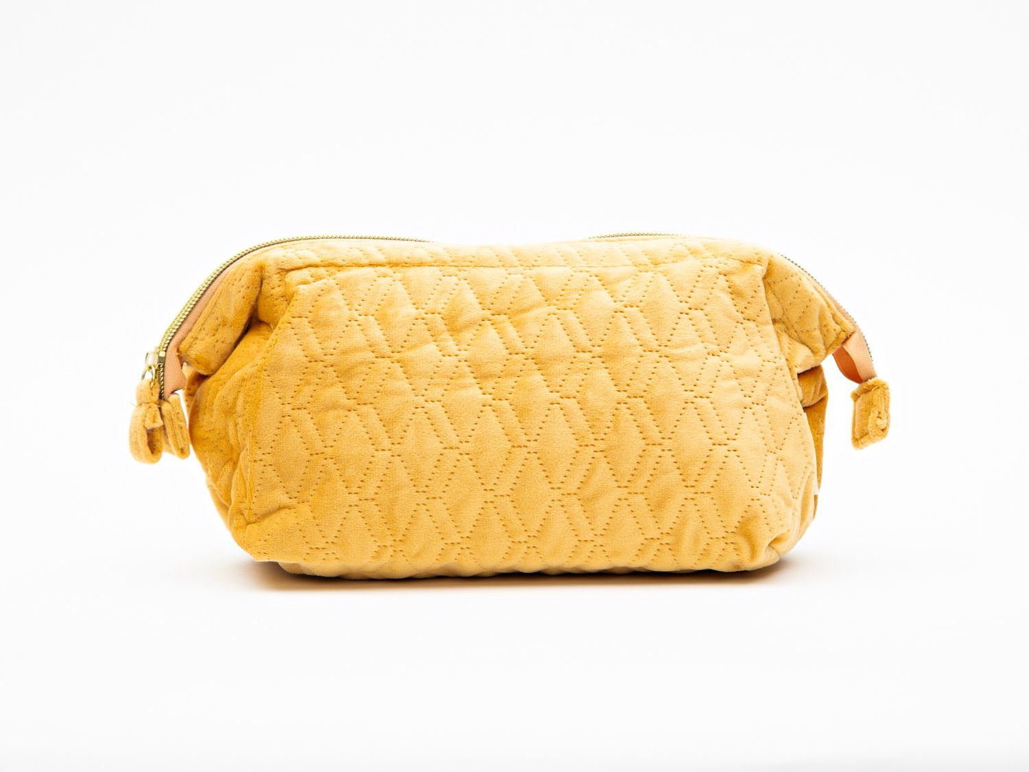 Mustard Quilted Cosmetic Bag - Large