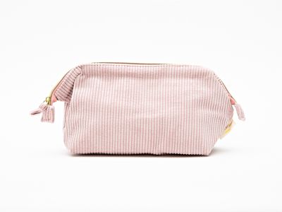 Pink Corduroy Cosmetic Bag - Large