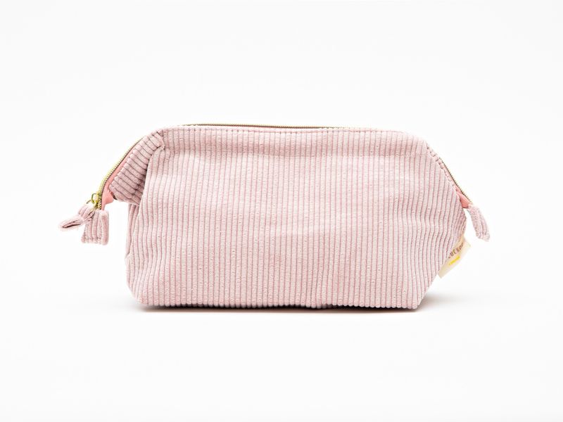 Pink Corduroy Cosmetic Bag - Large