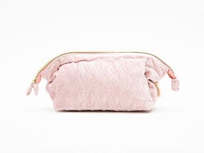 Pink Quilted Cosmetic Bag - Large