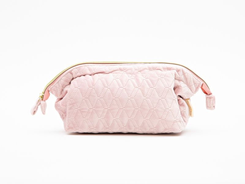 Pink Quilted Cosmetic Bag - Large