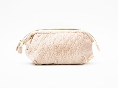 Cream Quilted Cosmetic Bag - Large