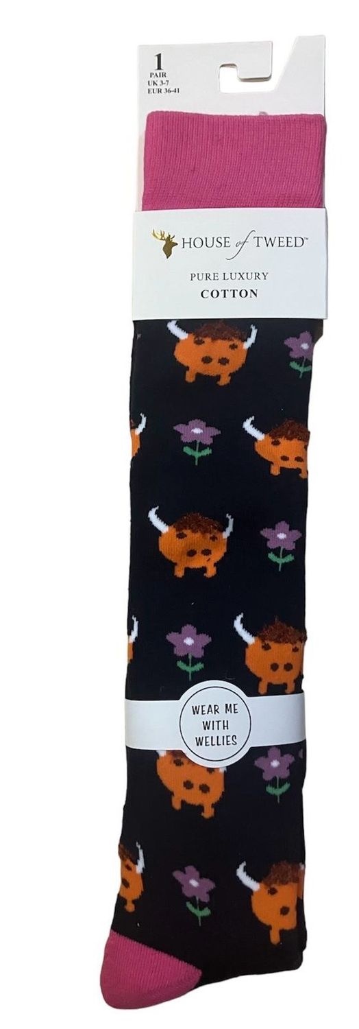 Faux Fur Detail Highland Cow Welly Socks
