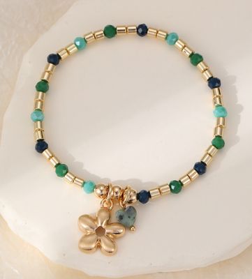 Gold And Green Flower Bracelet