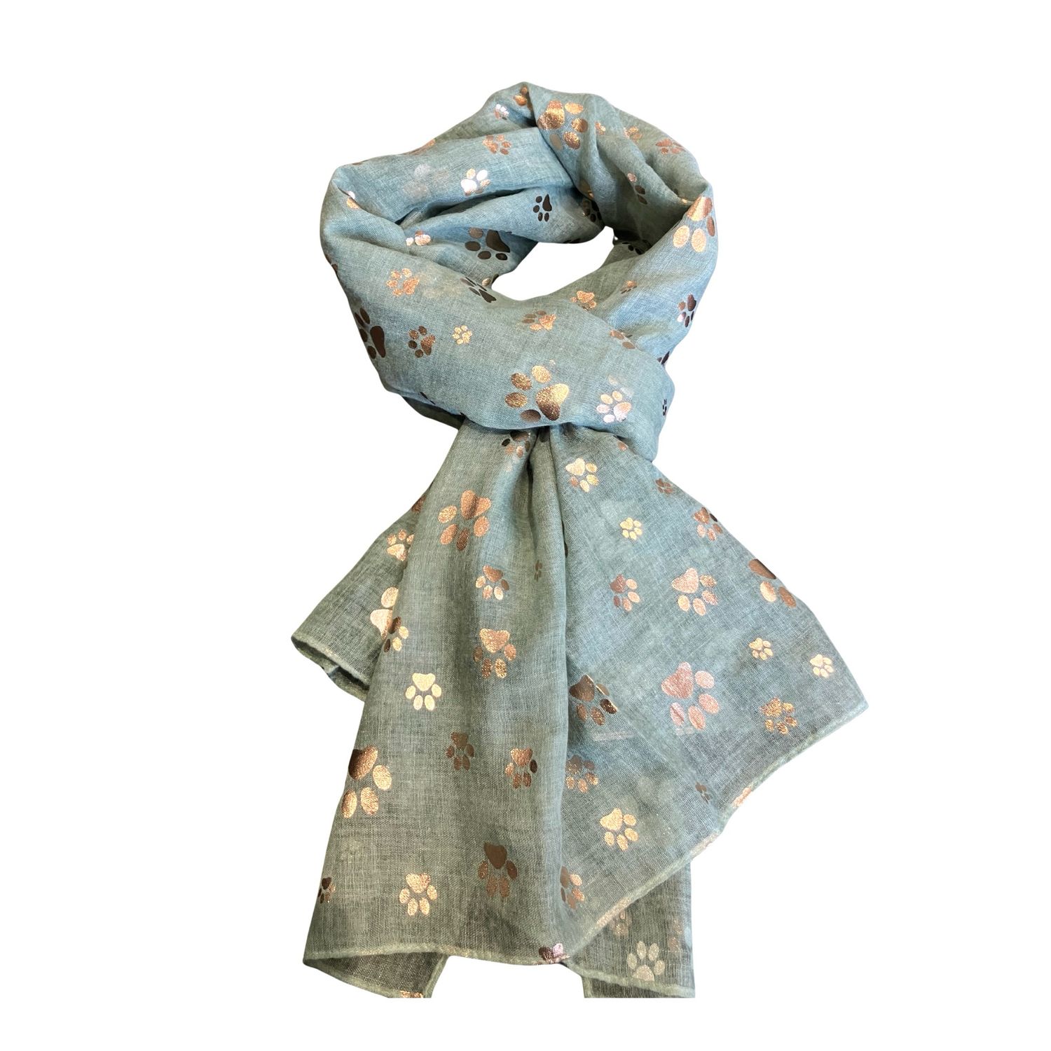 Sage Green Foil Paw Print Scarf