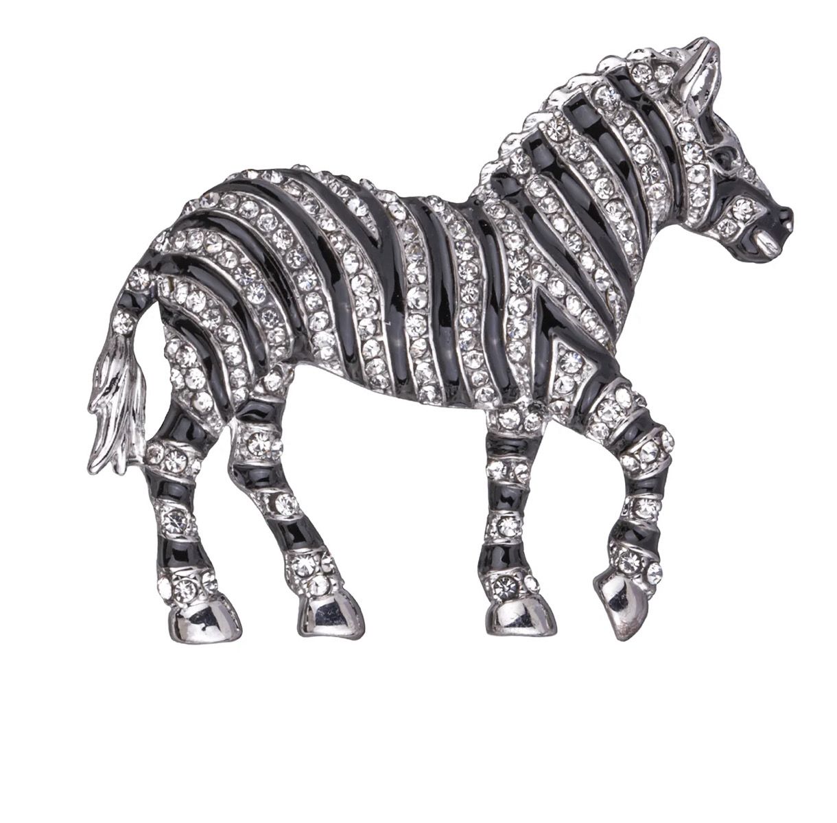Diamanté Zebra Pin Brooch
