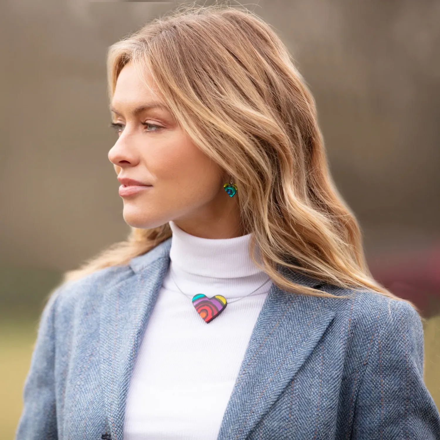 Rainbow Heart Swirl Shiny Pendant - Multi