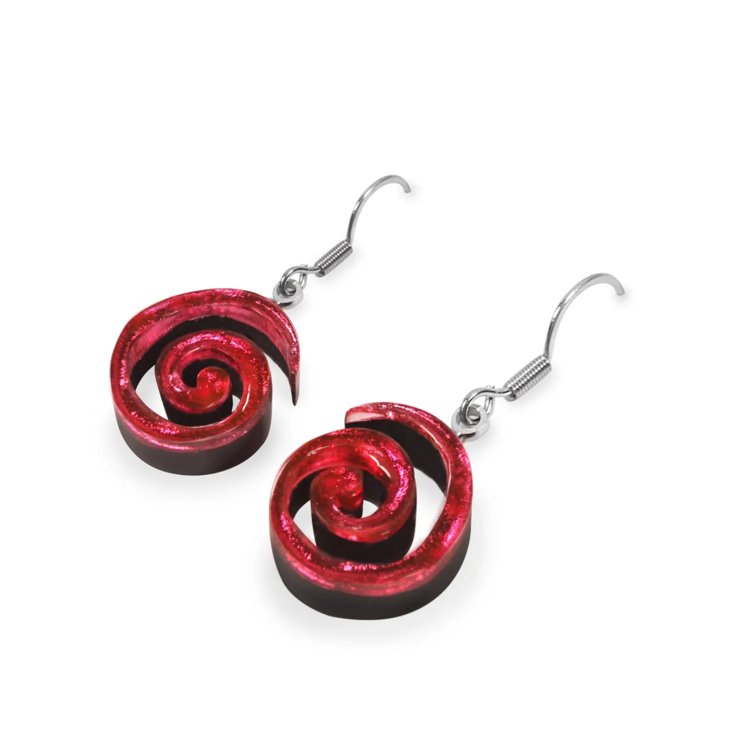 Pink Spiral Shiny Earrings