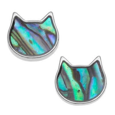 Cat Paua Shell Stud Earrings