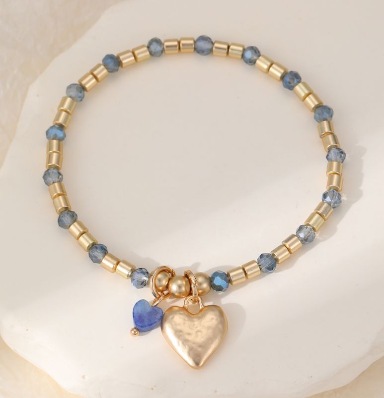 Hammered Heart Gold And Blue Bracelet