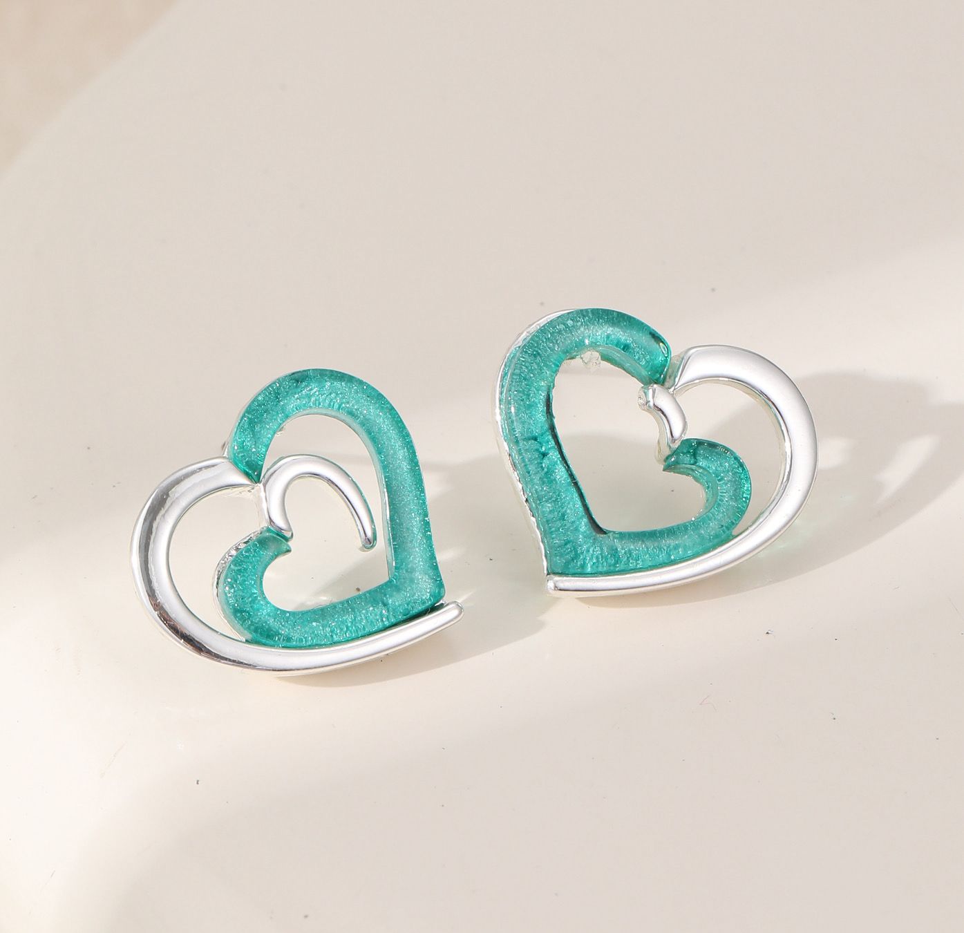Turquoise Swirl Heart Earrings