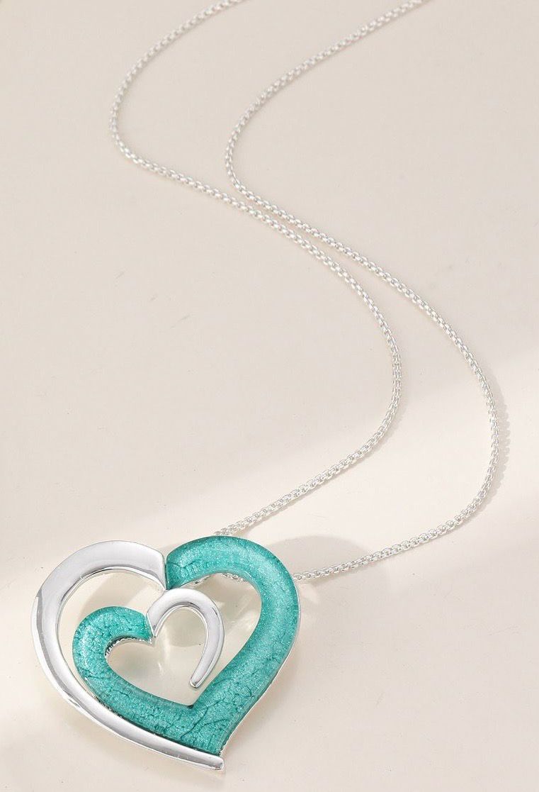 Turquoise Swirl Heart Contemporary Pendant