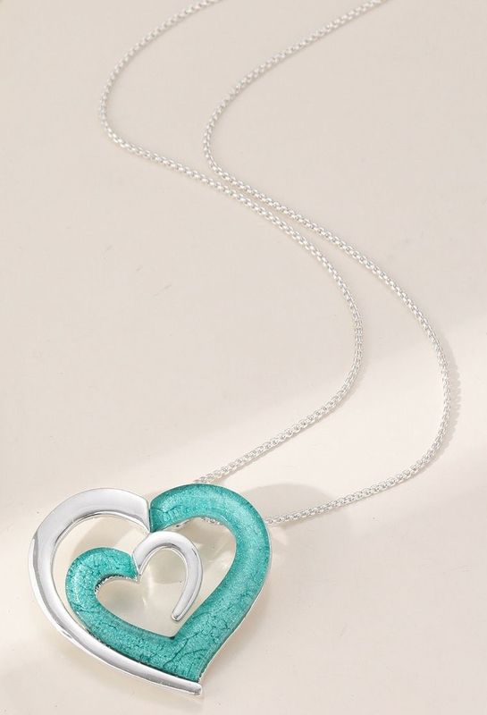 Turquoise Swirl Heart Contemporary Pendant