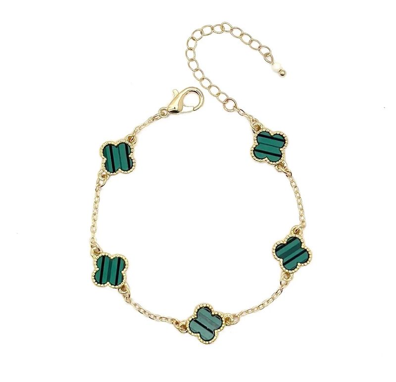 Gold And Green Clover Bracelet