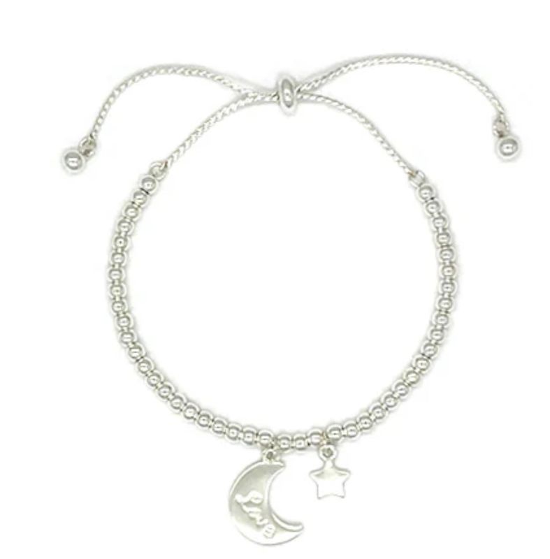 Moon &amp; Star  Slider Bracelet
