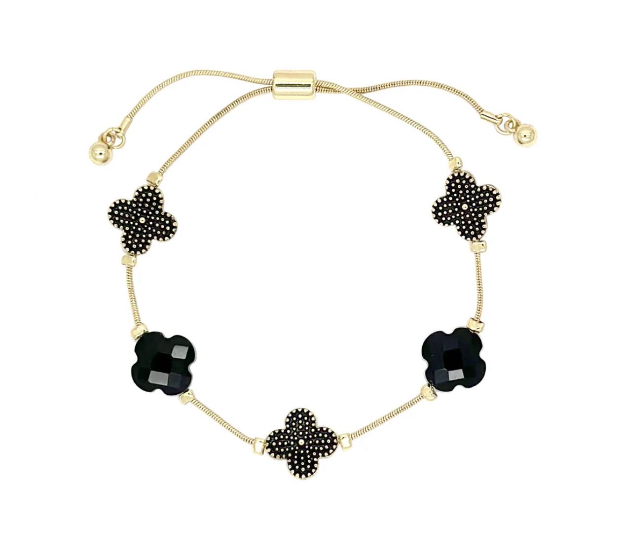 Clover Slider Bracelet- Black