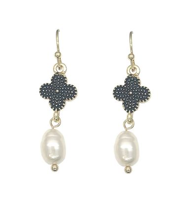 Clover Drop Earrings - Black Clover Drop Earrings - Black