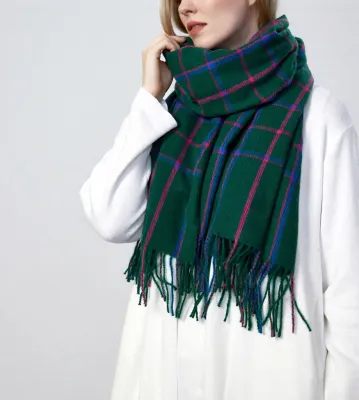 Medium Weight Green And Pink Check Scarf