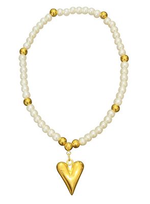 Heart Faux Pearl And Gold Bracelet