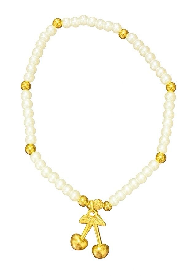 Cherry Faux Pearl And Gold Bracelet