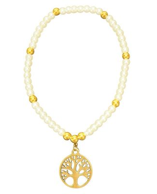 Tree Of Life Faux Pearl And Gold Bracelet