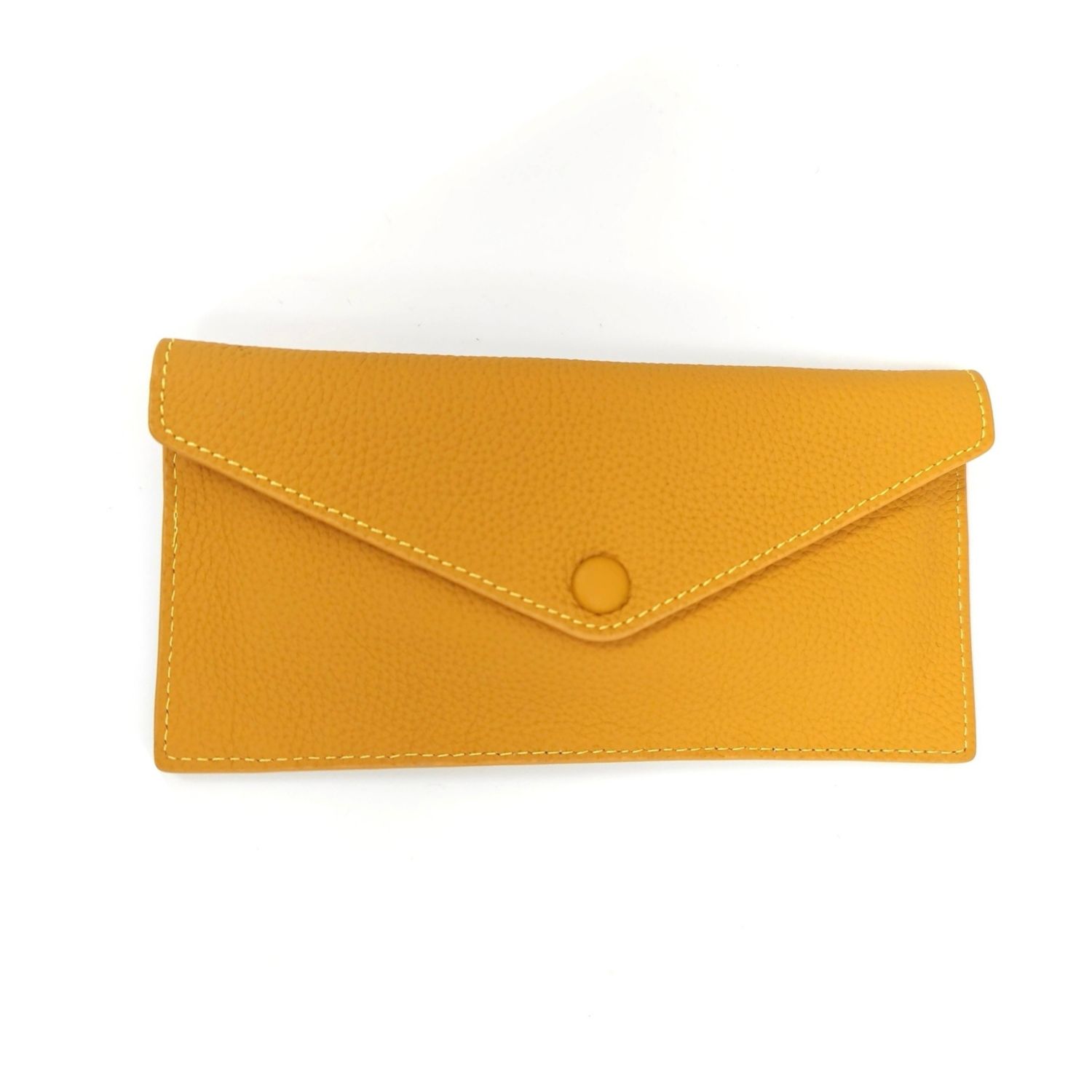 Leather Envelope Clutch Purse Cardholder - Mustard