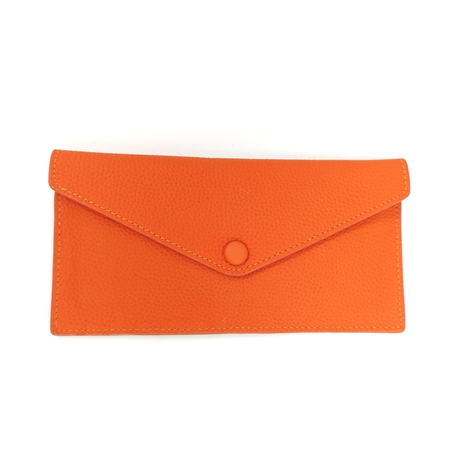 Leather Envelope Clutch Purse Cardholder - Orange