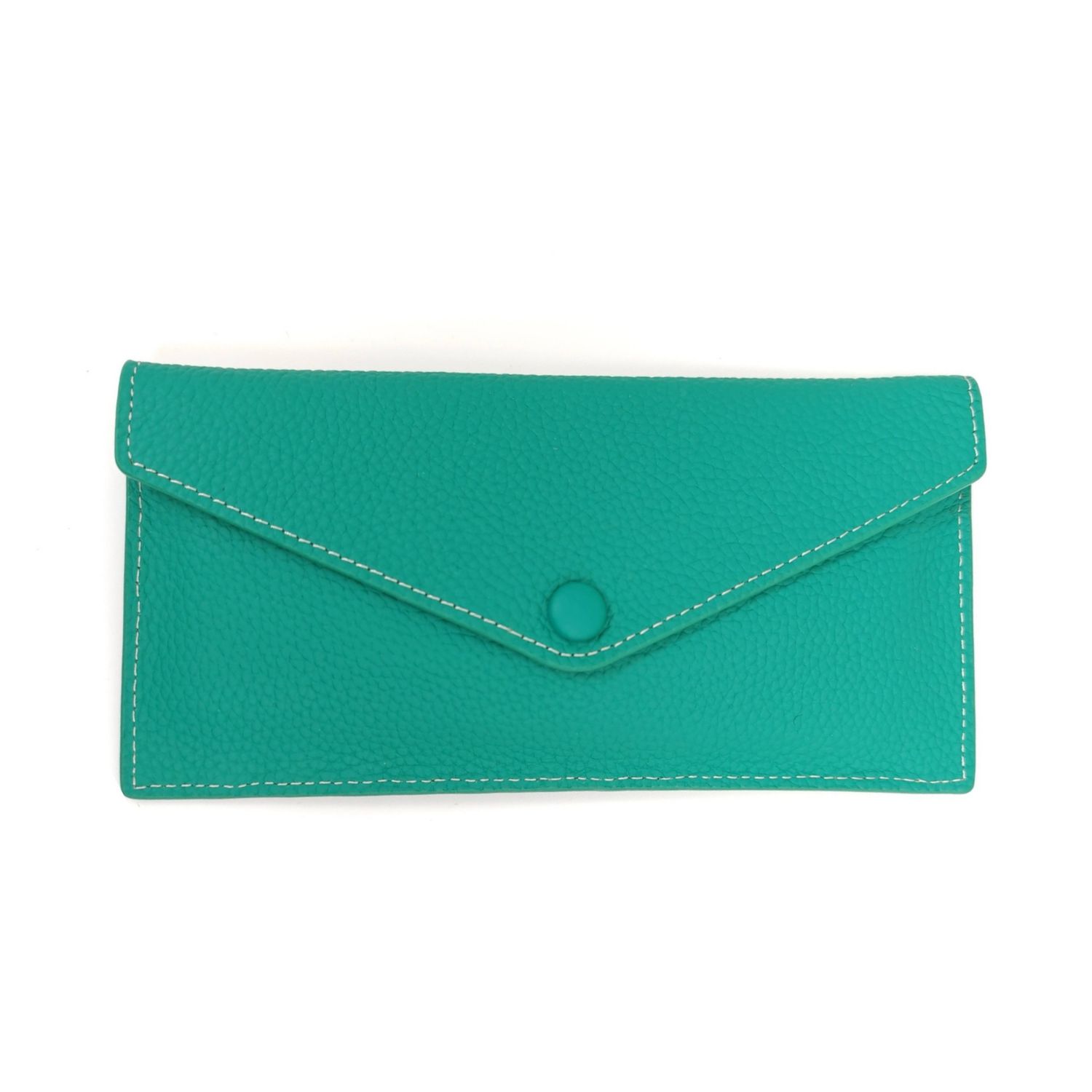 Leather Envelope Clutch Purse Cardholder - Green