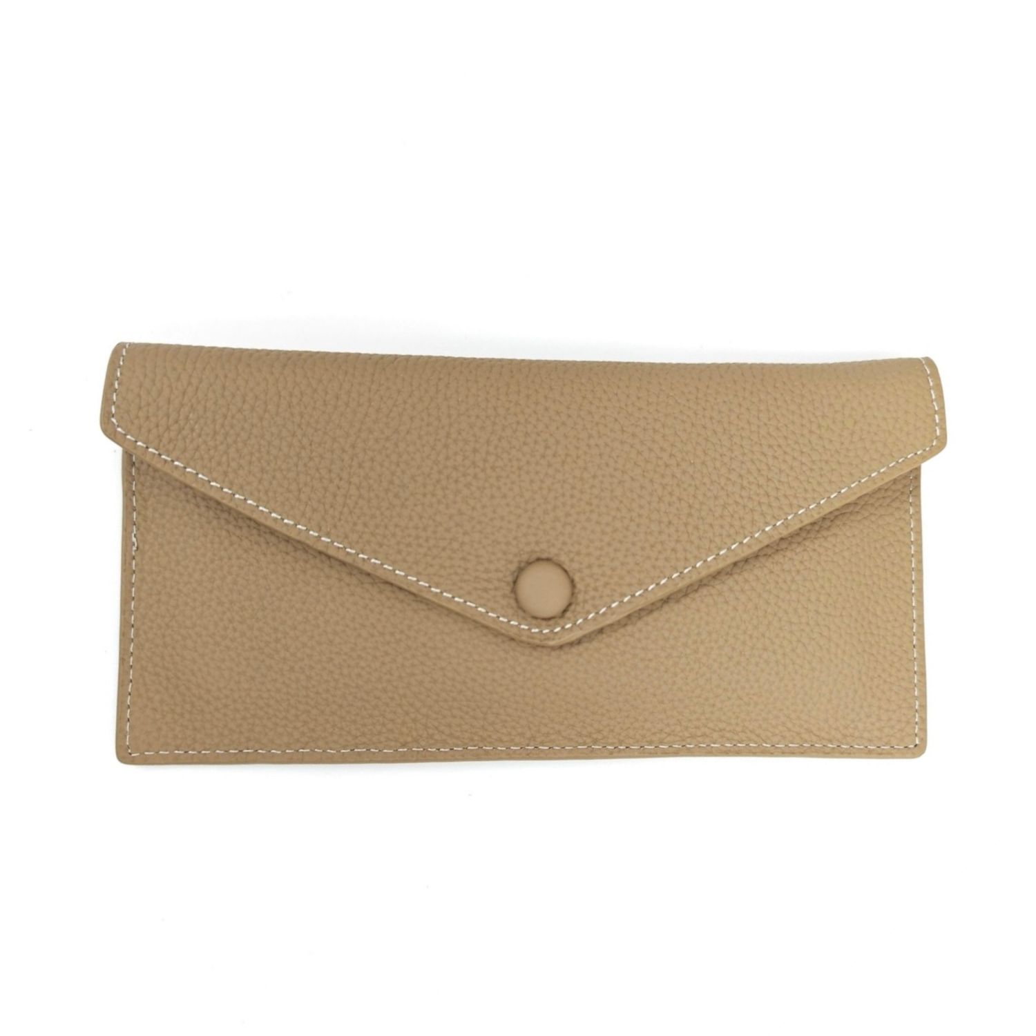 Leather Envelope Clutch Purse Cardholder - Beige