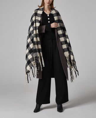 Chunky Check Scarf - Black And White