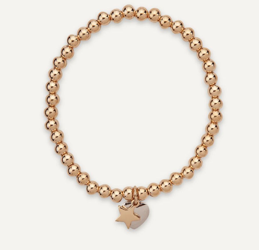 Gold And Silver Heart Star Bracelet