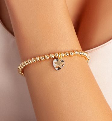 Gold And Silver Heart Star Bracelet