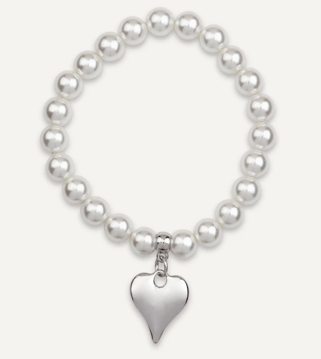 Silver Heart Pearl Bracelet