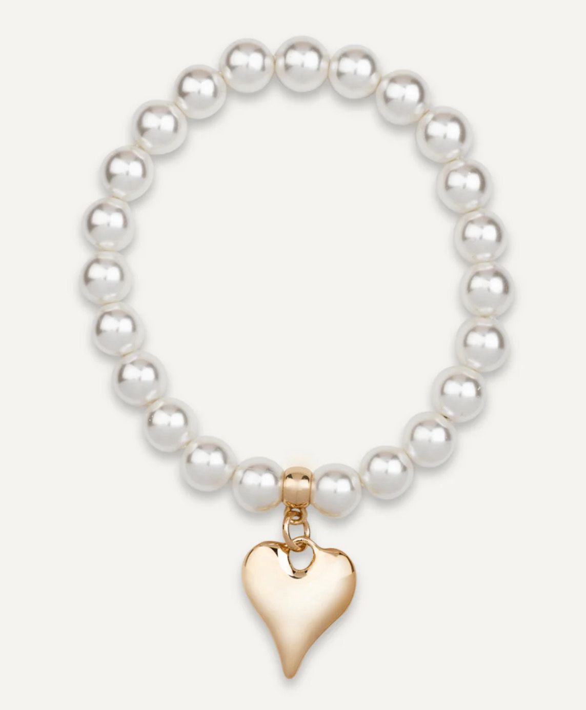 Gold Heart Pearl Bracelet