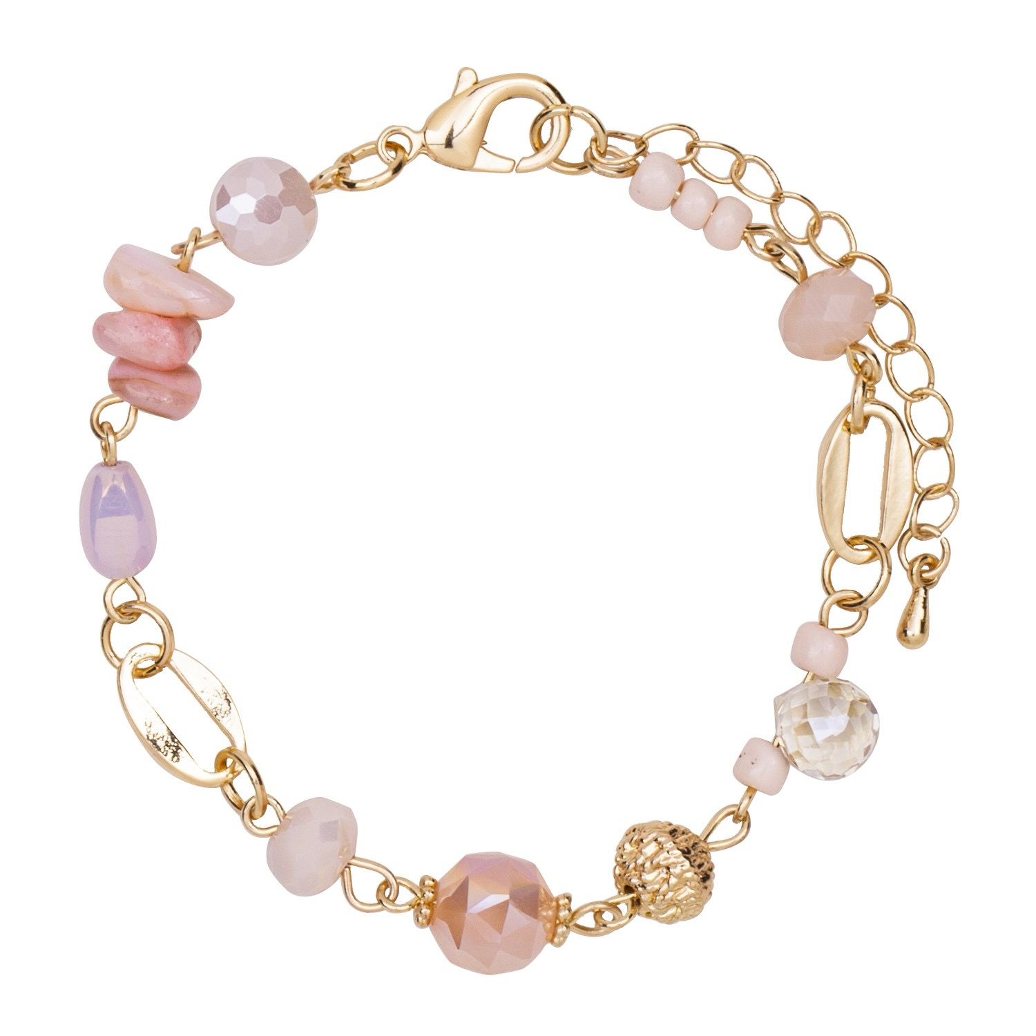 Pink Stone And Crystal Clasp Bracelet