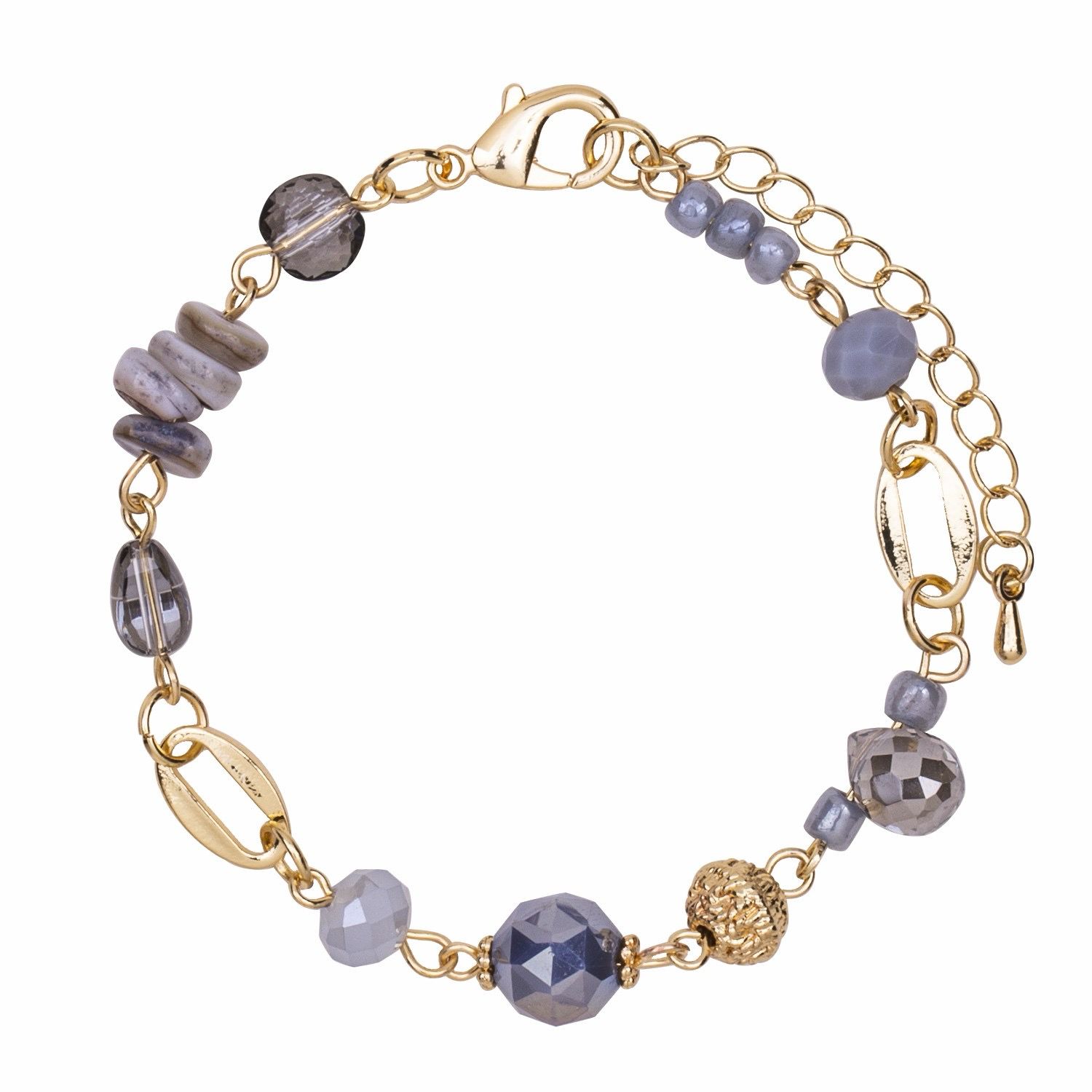 Grey Stone And Crystal Clasp Bracelet