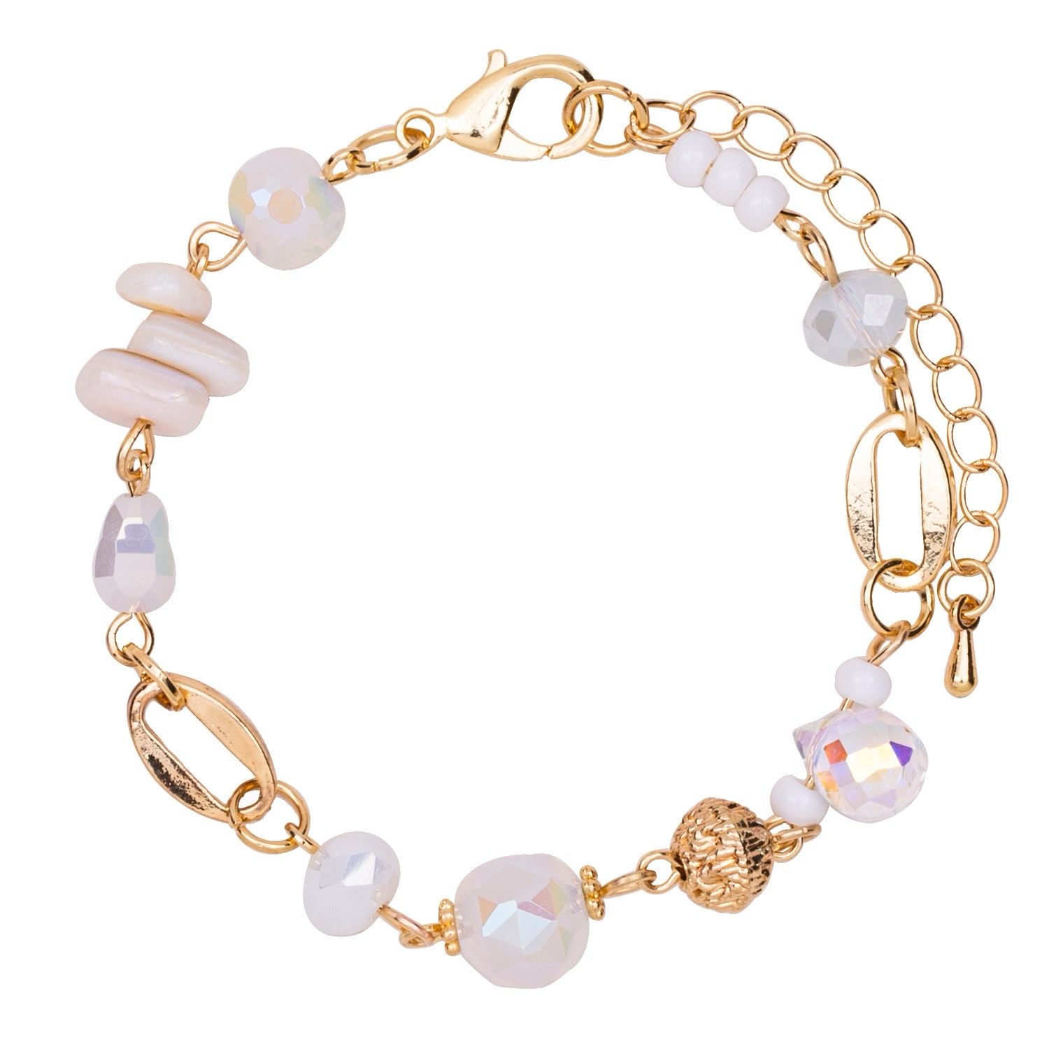 White Stone And Crystal Clasp Bracelet