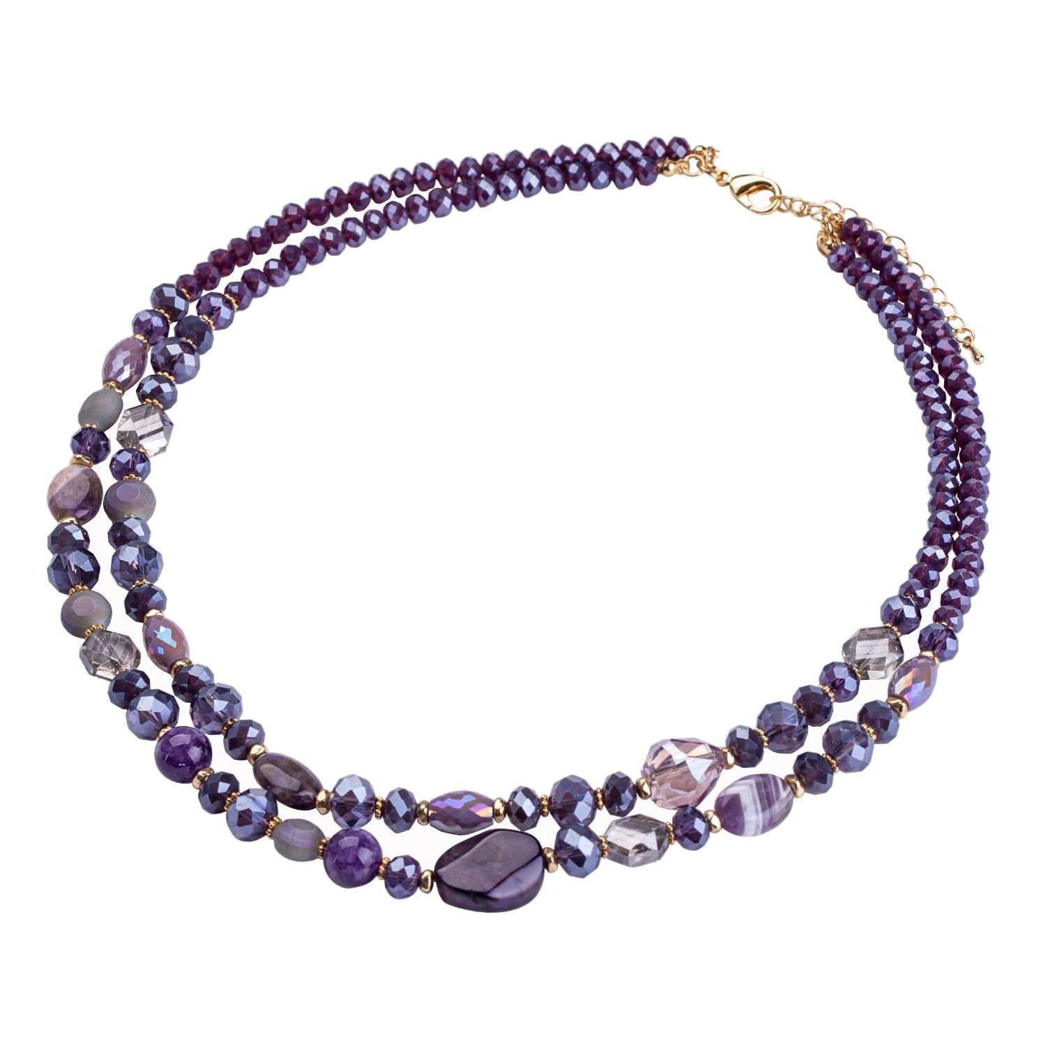 Purple Stone And Crystal Necklace