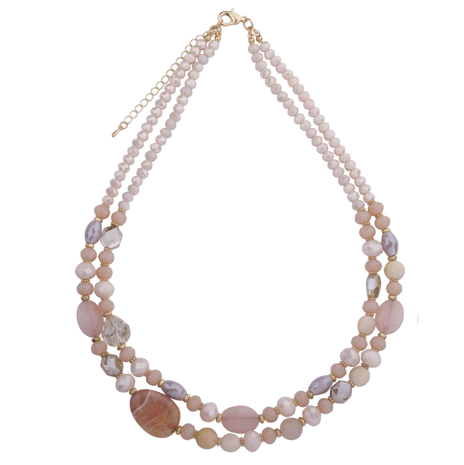 Pink Stone And Crystal Necklace