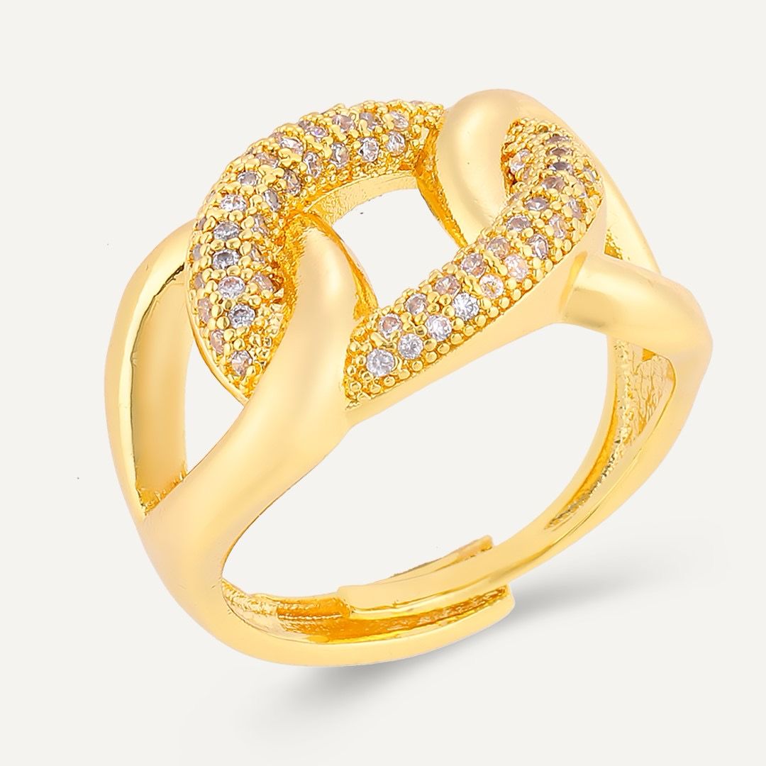 Cubic Zirconia Chain Design Adjustable Ring