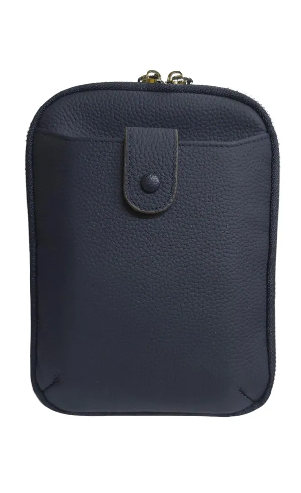 Italian Leather Navy Phone Bag