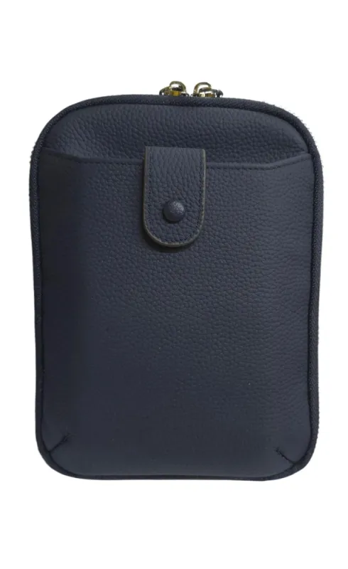 Italian Leather Navy Phone Bag
