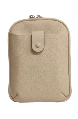 Italian Leather Cream Phone Bag