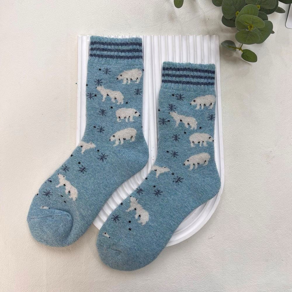 Polar Bear Wool Blend Socks - Blue