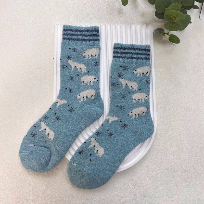 Polar Bear Wool Blend Socks - Blue